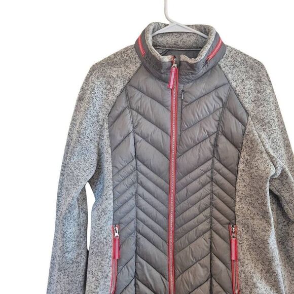 Xersion Women's Gray/Silver & Hot Orange Nylon Quilted Zip Front Jacket - Picture 8 of 10